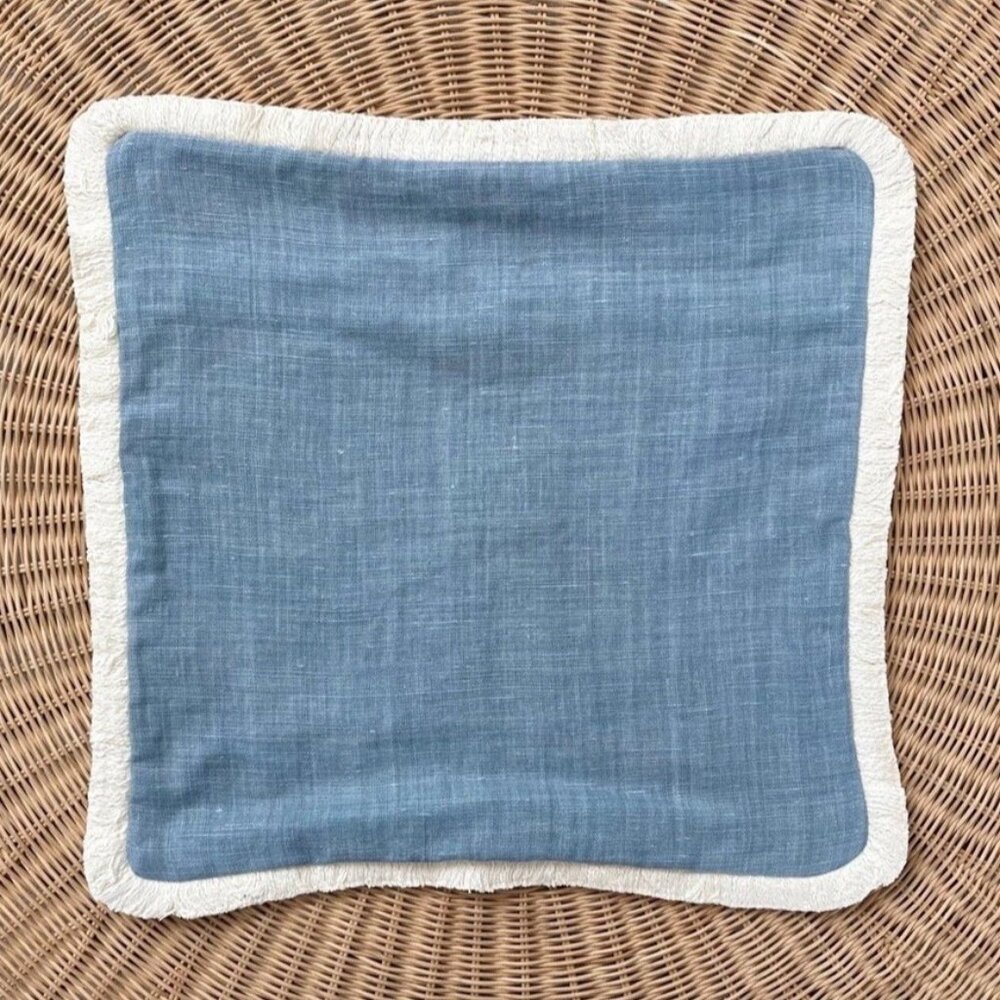 NEW Serena & Lily Bowden Linen Pillow Cover (20” SQ)-Coastal Blue - Picture 3 of 4
